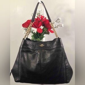 Coach Lexy Black Pebbled Leather Tote Bag